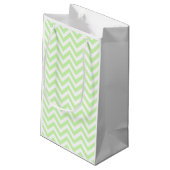Celery Green, White Large Chevron ZigZag Pattern Klein Cadeauzakje (Achterkant Gekanteld)