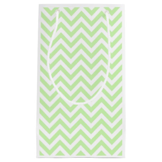 Celery Green, White Large Chevron ZigZag Pattern Klein Cadeauzakje (Voorkant)