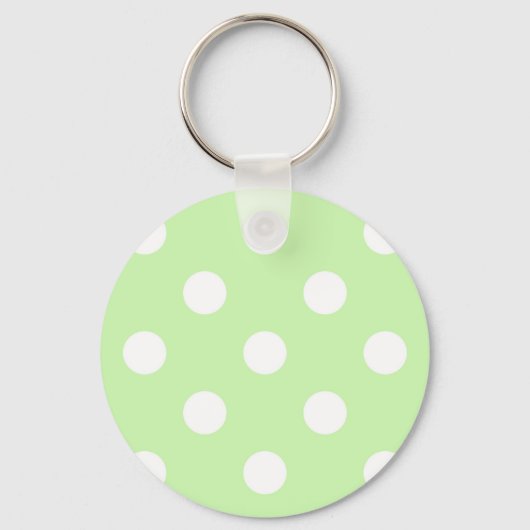 Celery Green White Large Polka Dot Pattern Sleutelhanger (Voorkant)