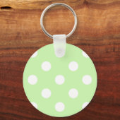 Celery Green White Large Polka Dot Pattern Sleutelhanger (Voorkant)