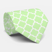 Celery Green White Moroccan Quatrefoil Pattern #5 Stropdas (Opgerold)