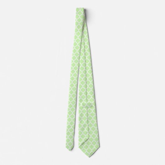 Celery Green White Moroccan Quatrefoil Pattern #5 Stropdas (Achterkant)