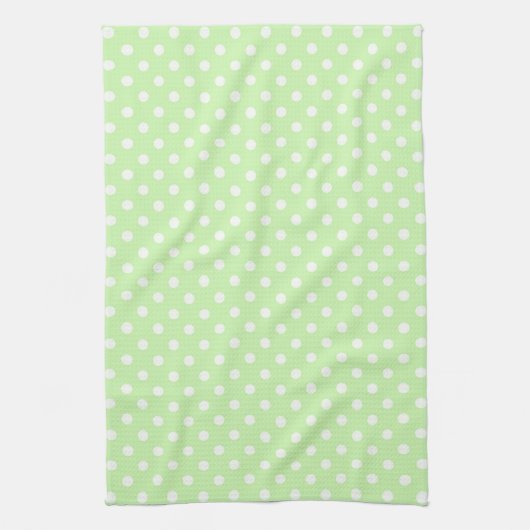 Celery Green White Polka Dot Pattern Theedoek (Verticaal)