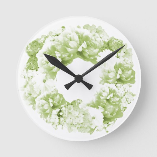 Celery Green Wreator Flower Clock Ronde Klok (Voorkant)