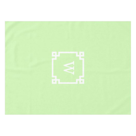 Celery White Greek Key Lijst #2 Initiaal Monogram Tafelkleed (Voorkant (Horizontaal))
