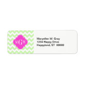 Celery Whvron Hot Pink Quatrefoil 3 Monogram Etiket (Voorkant)