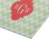 Celery Wihte Chevron Coral Quatrefoil 3 Monogram Snijplank (Hoek)