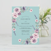 Celeste Amethyst Bloem Bruiloft Kaart (Staand voorkant)