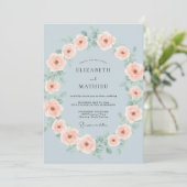 Celeste Blush Krans Bruiloft Kaart (Staand voorkant)