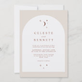 CELESTE Boho Maan & Sterren Terracotta Boog Trouw  Kaart (Voorkant)