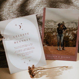 CELESTE Boho Maan & Sterren Terracotta Trouwdag Kaart