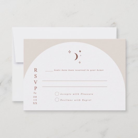CELESTE Boho Moon & Stars Terracotta RSVP Kaart (Voorkant)