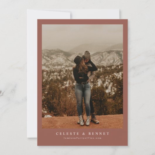 CELESTE Boho Moon & Stars Terracotta Save the Date Kaart (Achterkant)