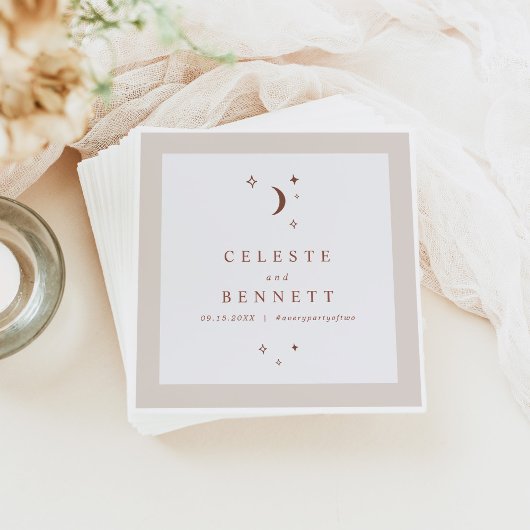 CELESTE Boho Moon & Stars Terracotta Wedding Servet