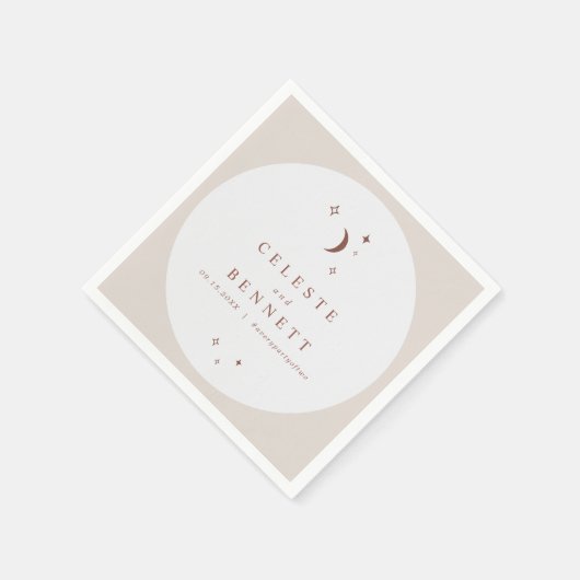CELESTE Boho Moon & Stars Terracotta Wedding Servet (Hoek)
