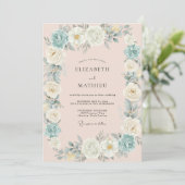 Celeste Champagne Roze Bruiloft Kaart (Staand voorkant)