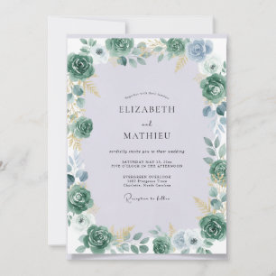 Celeste Goud Succulent Eucalyptus Bruiloft Kaart