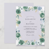 Celeste Goud Succulent Eucalyptus Bruiloft Kaart (Voorkant / Achterkant)