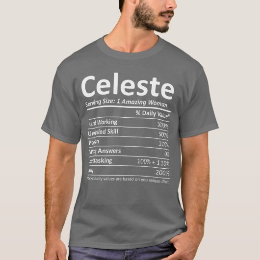 Celeste Voeding Gepersonaliseerde Naam Grappige vr T-shirt (Voorkant)