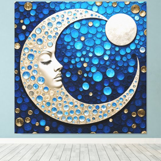 Celeste: Vrouw in de maan Canvas Afdruk (Insitu (Houten vloer))