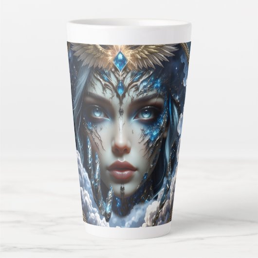 Celestia – Bewaker van de Eindeloze Hemel. Latte Mok (Voorkant)