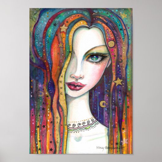 Celestia Bohemian Celestial Girl van Molly Harriso Poster (Voorkant)