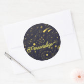 Celestiaal blauw geel ster komeet ruimte sterrenst ronde sticker (Envelop)