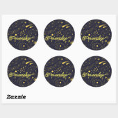 Celestiaal blauw geel ster komeet ruimte sterrenst ronde sticker (Vel)