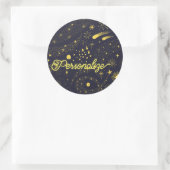 Celestiaal blauw geel ster komeet ruimte sterrenst ronde sticker (Tas)