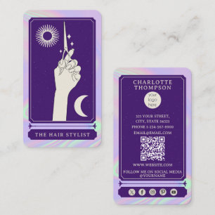 Celestiaal Tarot Logo Kapper Holografisch Visitekaartje
