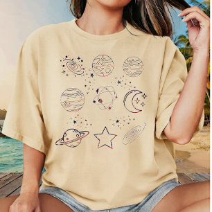 Celestiaal Universum Planeten en Sterren Vloeibare T-shirt