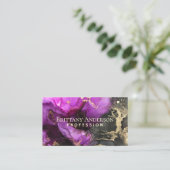 Celestial Abstract Black Paars Gold Visitekaartje (Staand voorkant)