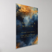 Celestial Abstract Blauw Gouden Bruiloft Welkom Folie Afdrukken (Laagn)