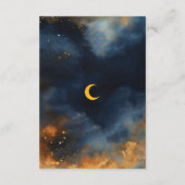 Celestial Abstract Blauw Gouden Maan Bruiloft Informatiekaartje (Achterkant)