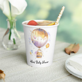 Celestial Adventure: Hete Luchtballon Baby shower Papieren Bekers