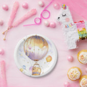 Celestial Adventure: Hete Luchtballon Baby shower Papieren Bordje (Feest)