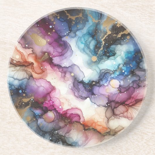 Celestial Alcohol Ink Zandsteen Onderzetter (Voorkant)