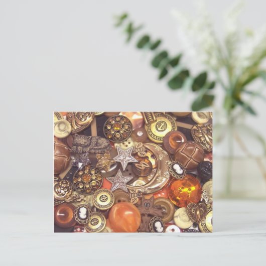 Celestial Amber Buttonnen Briefkaart (Staand voorkant)