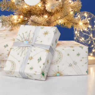 Celestial Aqua Parel Kerst Inpakpapier