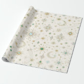 Celestial Aqua Parel Kerst Inpakpapier (Uitgerold)