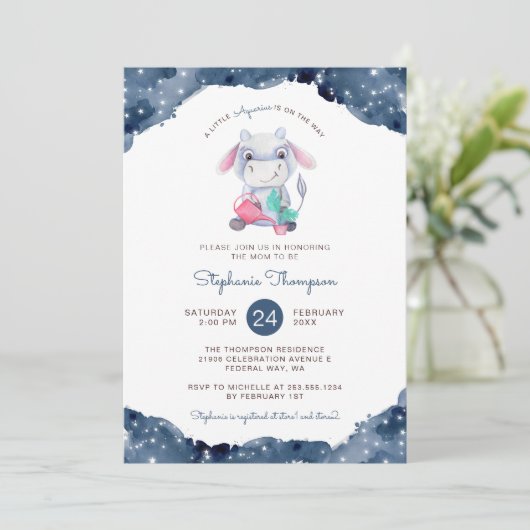 Celestial Aquarius Astrologie Teken Baby shower Kaart (Staand voorkant)