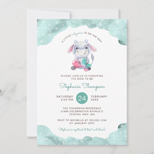 Celestial Aquarius Astrologie Teken Baby shower Kaart (Voorkant)