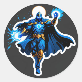 Celestial Arc Knight – Blue Energy Ascension Ronde Sticker