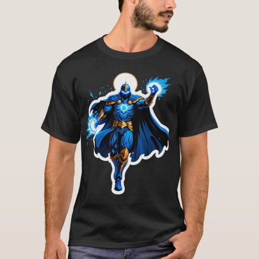 Celestial Arc Knight – Blue Energy Ascension T-shirt (Voorkant)