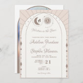 Celestial Arch Maan & Zon Monogram Crest QR Code Kaart (Voorkant / Achterkant)