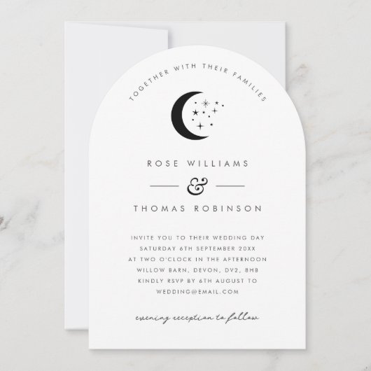 Celestial Arch Shape Wedding Invitation Kaart (Voorkant)
