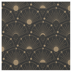 Celestial Art Deco 1920  maan en sterren Stof