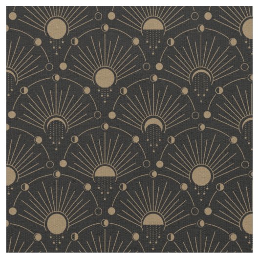 Celestial Art Deco 1920 maan en sterren Stof (Close Up)
