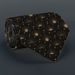 Celestial Art Deco 1920  maan en sterren Stropdas<br><div class="desc">De   van 1920 inspireerde maan en sterft het kunstdecopatroon in zwart en goud.</div>
