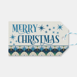 Celestial Art Deco Forest Holiday Cadeaulabel